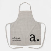 Modern Monogram Elegant Linnen Look Initiaal Naam Schort (Voorkant)