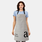 Modern Monogram Elegant Linnen Look Initiaal Naam Schort (Gedragen)