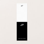 Modern Monogram Elegant Minimalistisch Zwart-Wit Visitekaartje (Buitenkant ongevouwen)