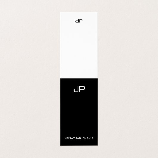 Modern Monogram Elegant Minimalistisch Zwart-Wit Visitekaartje (Buitenkant ongevouwen)