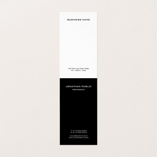 Modern Monogram Elegant Minimalistisch Zwart-Wit Visitekaartje (Binnenkant ongevouwen)