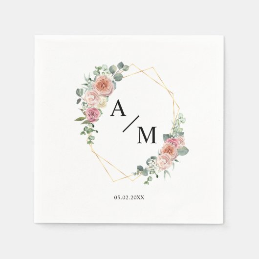 Modern Monogram Elegant Pastel Boho Servet (Voorkant)