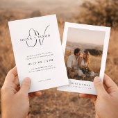 Modern Monogram Elegant Photo Wedding Invitation Kaart