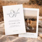 Modern Monogram Elegant Photo Wedding Invitation Kaart