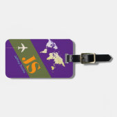 modern monogram elegant reizen paars bagagelabel (Voorkant horizontaal)