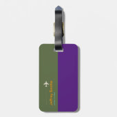 modern monogram elegant reizen paars bagagelabel (Achterkant verticaal)