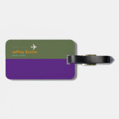 modern monogram elegant reizen paars bagagelabel (Achterkant horizontaal)