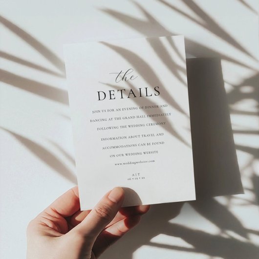 Modern Monogram Elegant Script Details Trouwen Informatiekaartje