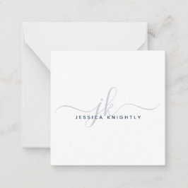 Modern Monogram Elegant Script Initialen Navy Blue Notitiekaartje