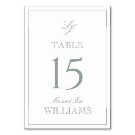 Modern Monogram Elegant Script Sage Green Wedding Kaart
