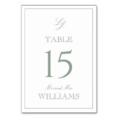 Modern Monogram Elegant Script Sage Green Wedding Kaart (Achterkant)