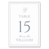 Modern Monogram Elegant Script Stoffig Blauw Bruil Kaart (Voorkant)