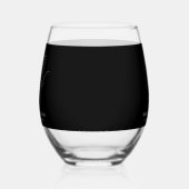 Modern Monogram Elegant Script Zwart Wit Bruiloft Wijnglas Zonder Voet (Links)