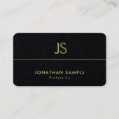 Modern Monogram Elegant Zwart Goud Luxe Vlakte Visitekaartje (Voorkant)