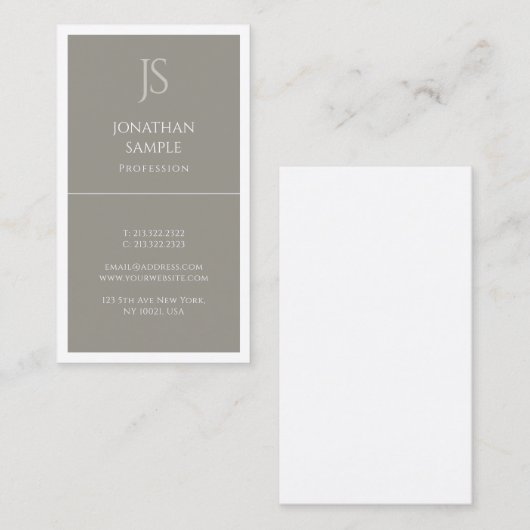 Modern Monogram Elegante Eenvoudige Trendy Sjabloo Visitekaartje (Voorkant / Achterkant)