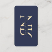 Modern Monogram Elegante Initialen Logo Donkerblau Visitekaartje (Voorkant)