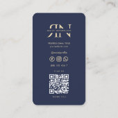 Modern Monogram Elegante Initialen Logo Donkerblau Visitekaartje (Achterkant)