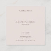 Modern Monogram Elegante Minimalistische Sjabloon  Vierkante Visitekaartje (Achterkant)