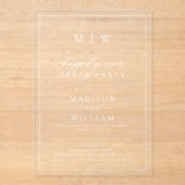Modern Monogram Elopement Wedding Acryl Uitnodigingen (Voorkant)