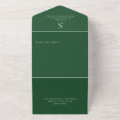 Modern Monogram Emerald Green All In One Uitnodiging (Buitenkant)