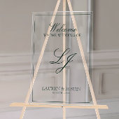 Modern Monogram Emerald Green Script Welkom Acryl Bord