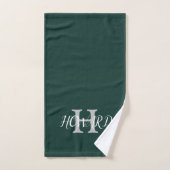 Modern Monogram Emerald Green White Wedding Bad Handdoek (Handdoek)