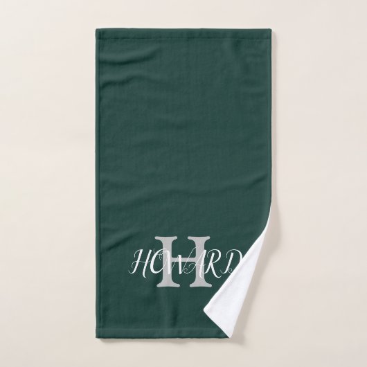 Modern Monogram Emerald Green White Wedding Bad Handdoek (Handdoek)
