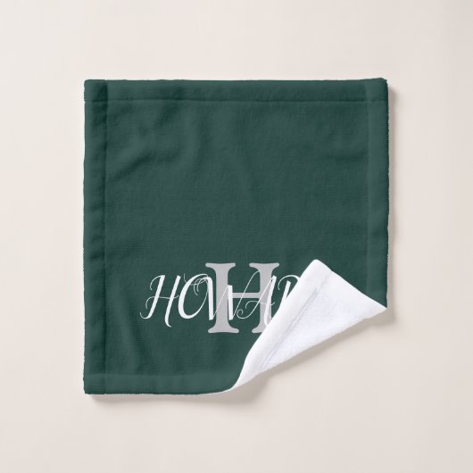Modern Monogram Emerald Green White Wedding Bad Handdoek (Wasdoekje)