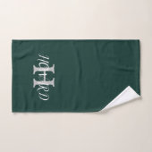 Modern Monogram Emerald Green White Wedding Bad Handdoek (Handdoek)