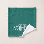 Modern Monogram Emerald Green White Wedding Bath T Bad Handdoek (Wasdoekje)