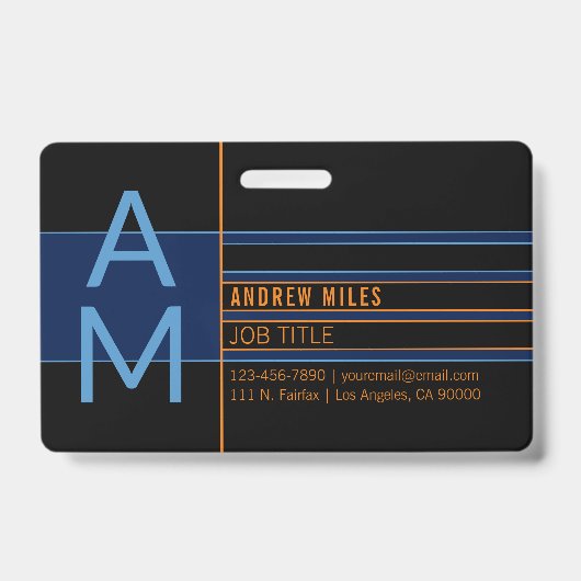 Modern monogram en bewerkbare vormen en kleuren badge (Voorkant)