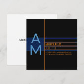 Modern monogram en bewerkbare vormen en kleuren notitiekaartje (Voorkant / Achterkant)