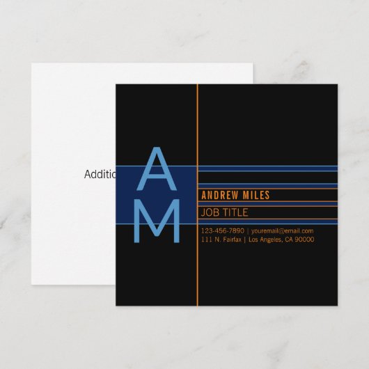 Modern monogram en bewerkbare vormen en kleuren notitiekaartje (Voorkant / Achterkant)