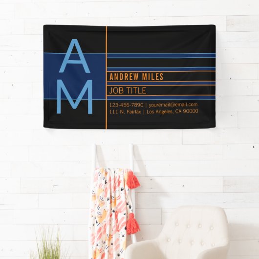 Modern monogram en bewerkbare vormen en kleuren spandoek (Insitu)