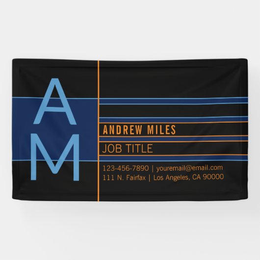 Modern monogram en bewerkbare vormen en kleuren spandoek (Horizontaal)