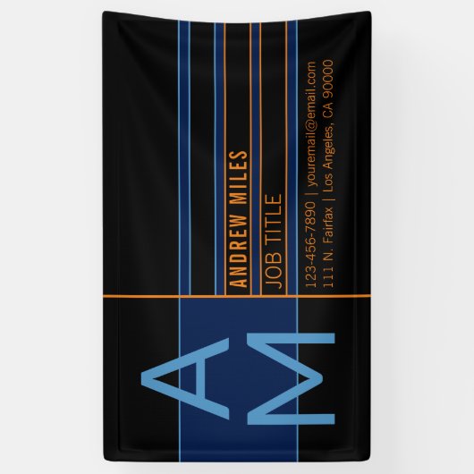 Modern monogram en bewerkbare vormen en kleuren spandoek (Verticaal)