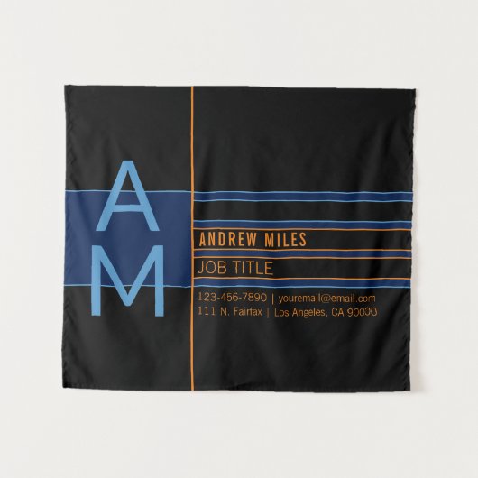 Modern monogram en bewerkbare vormen en kleuren wandkleed (Voorkant (horizontaal))