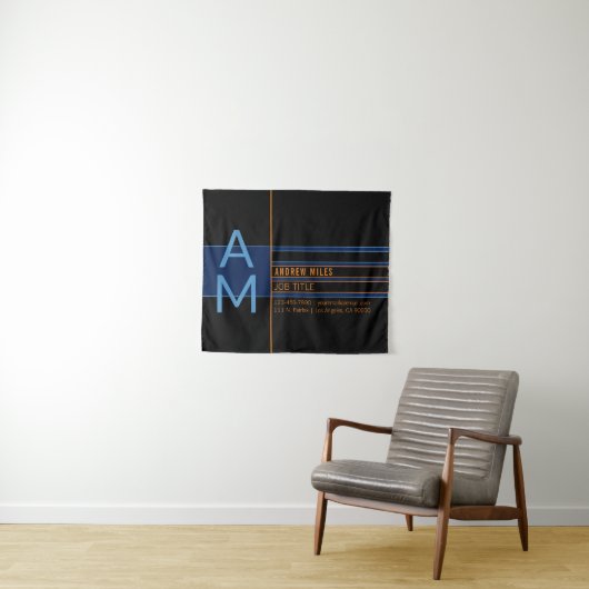 Modern monogram en bewerkbare vormen en kleuren wandkleed (In Situ (horizontaal))