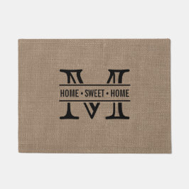 Modern monogram en bijtend Burlap-effect Deurmat