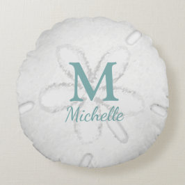 Modern Monogram en Dollar Turquoise Ocean Rond Kussen