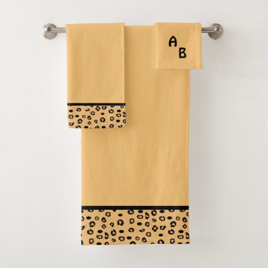 Modern Monogram en Luipaard Patroon Bad Handdoek (Insitu)