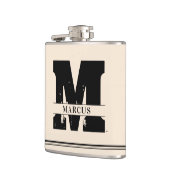 Modern Monogram en Naam Man Heupfles (Links)