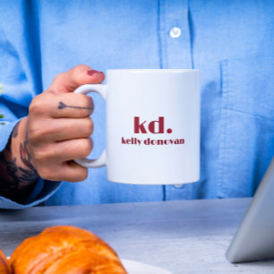 Modern Monogram en Naam Minimalistisch Ontwerp 7 Tweekleurige Koffiemok