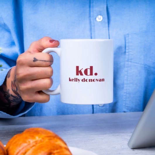 Modern Monogram en Naam Minimalistisch Ontwerp 7 Tweekleurige Koffiemok