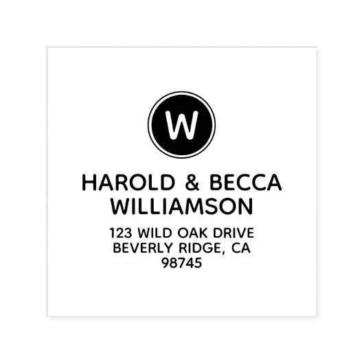 Modern monogram en naam retouradres zelfinktende stempel (Design)