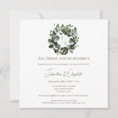 Modern Monogram Eucalyptus Krans Repetitie Diner Kaart (Voorkant)