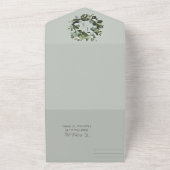 Modern Monogram Eucalyptus Krans Sage Groen All In One Uitnodiging (Buitenkant)