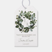 Modern Monogram Eucalyptus Krans Trouwen | Wit Cadeaulabel (Voorkant)