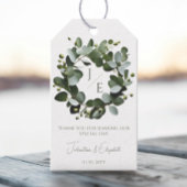 Modern Monogram Eucalyptus Krans Trouwen | Wit Cadeaulabel