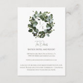 Modern Monogram Eucalyptus Krans Trouwen | Wit Informatiekaartje (Voorkant)